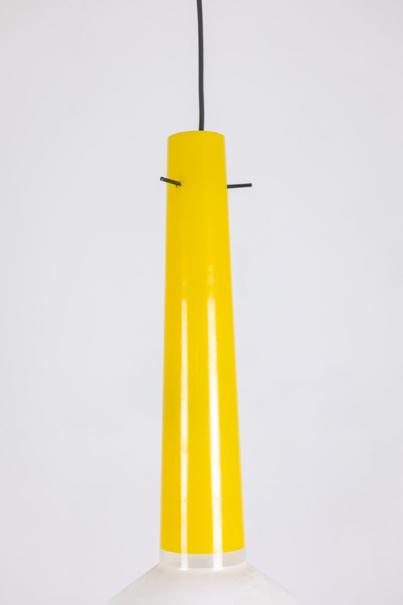 Pair Of Two-tone Yellow And White Glass Pendant Lights. 1960s Ls6481409p-photo-3