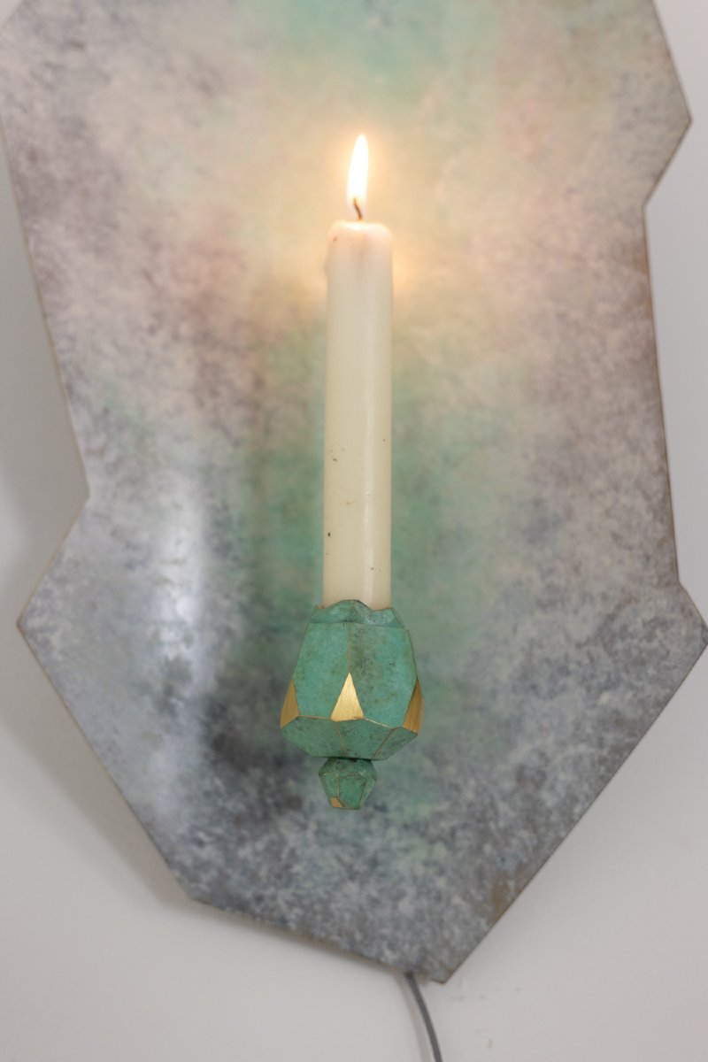 Pair Of Brass And Bronze Wall Sconces. Contemporary Artwork. Ls65321667-photo-4