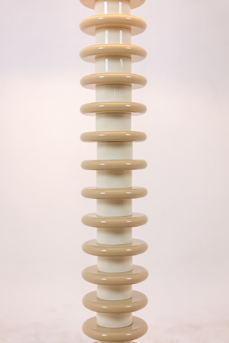 Floor Lamp In White And Beige Lacquered Wood. 1980s-90s Ls6578809-photo-3