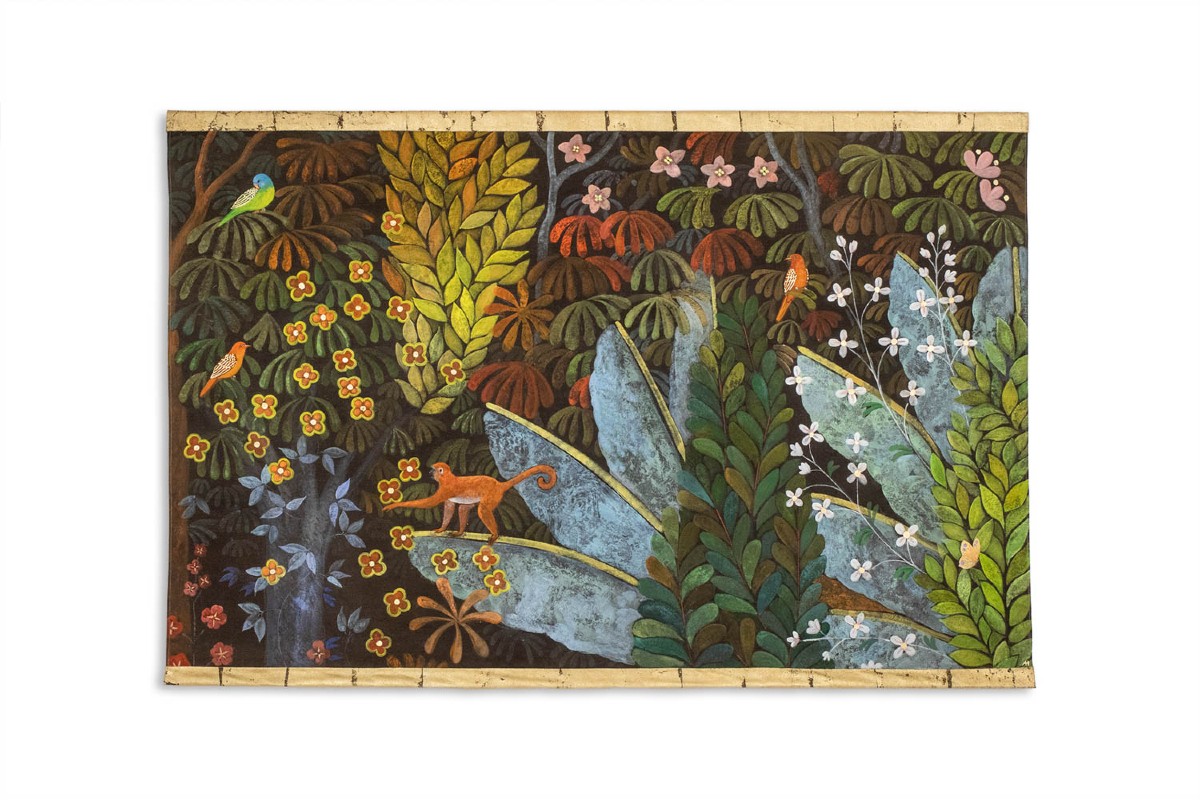 Grand panneau peint à l’acrylique sur toile de lin. Travail contemporain LS66511357