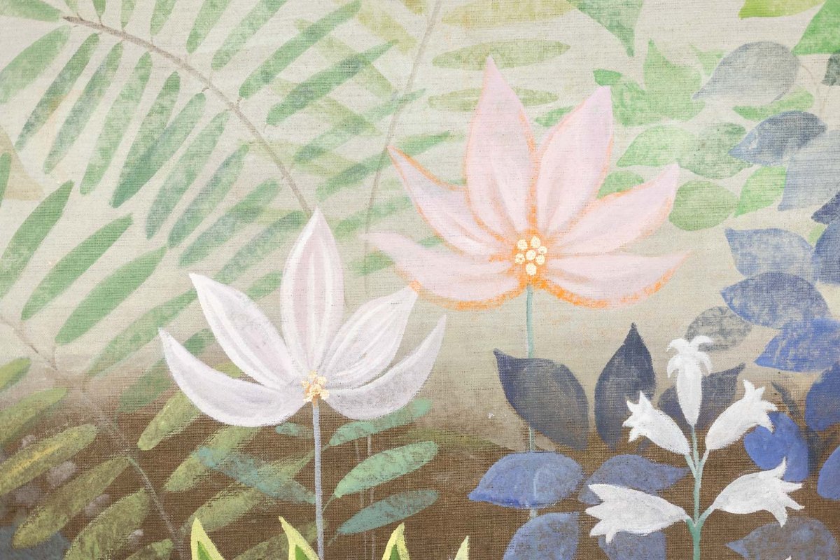 Grand panneau peint à l’acrylique sur toile de lin. Travail contemporain LS66521356-photo-3