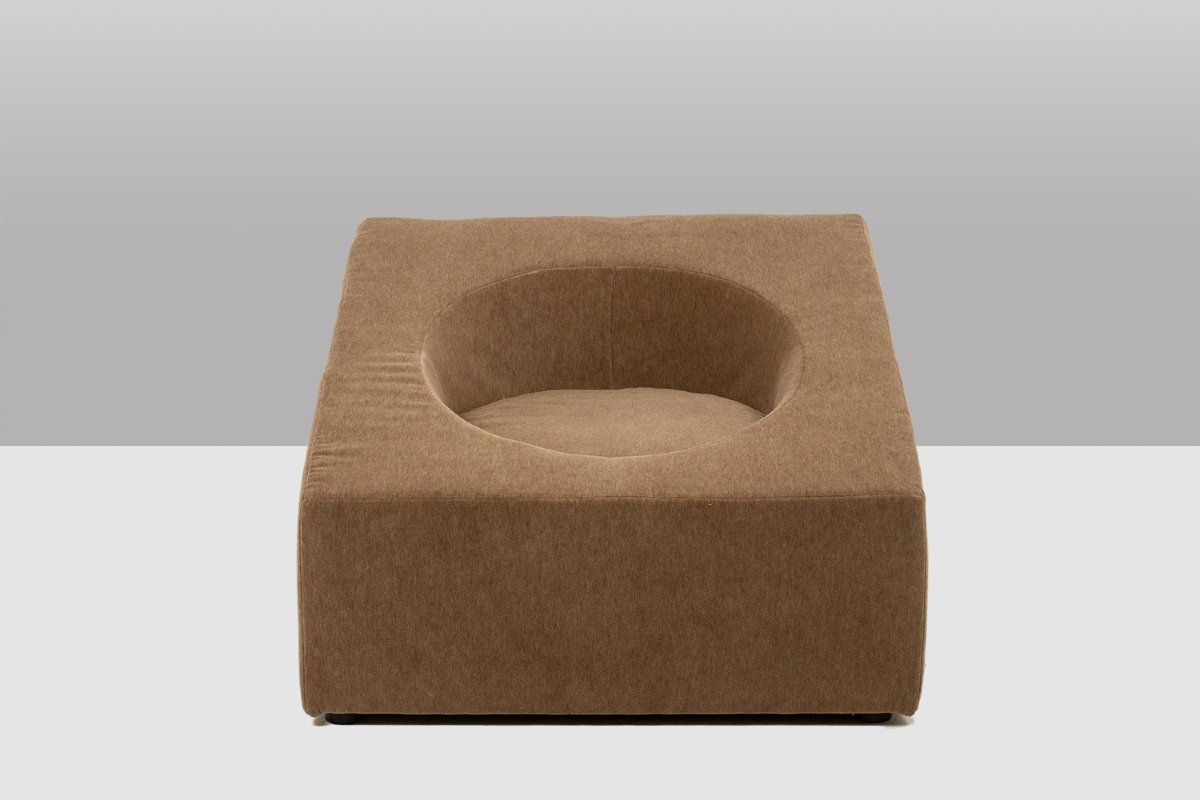 Paire de fauteuils cubiques en tissu mohair beige. Contemporains LS66542202-photo-2