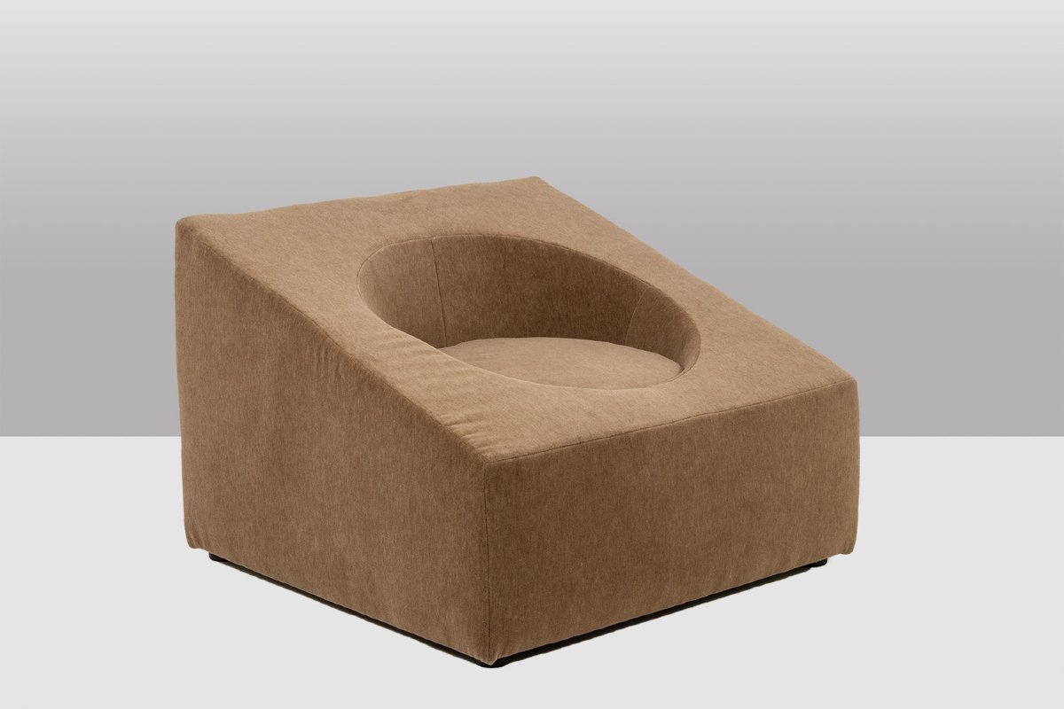 Paire de fauteuils cubiques en tissu mohair beige. Contemporains LS66542202-photo-4