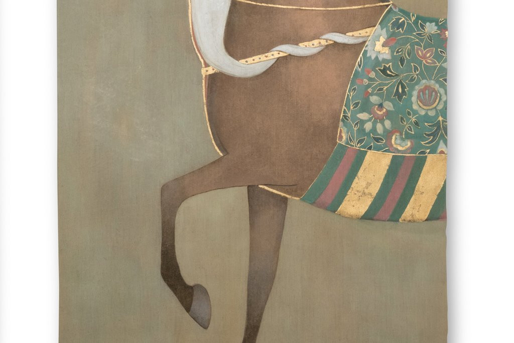 Painted Canvas Depicting An Indian Horse In Profile. Contemporary Work. Ls6505b1086-photo-4