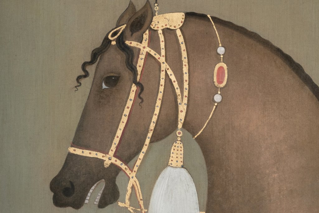 Painted Canvas Depicting An Indian Horse In Profile. Contemporary Work. Ls6505b1086-photo-2