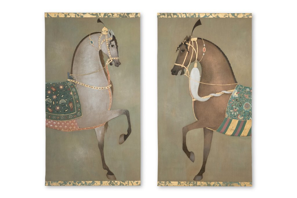 Painted Canvas Depicting An Indian Horse In Profile. Contemporary Work. Ls6505b1086-photo-3