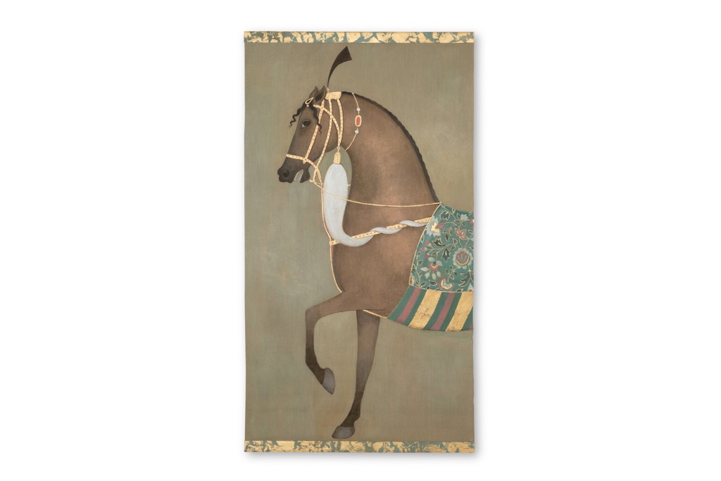 Painted Canvas Depicting An Indian Horse In Profile. Contemporary Work. Ls6505b1086