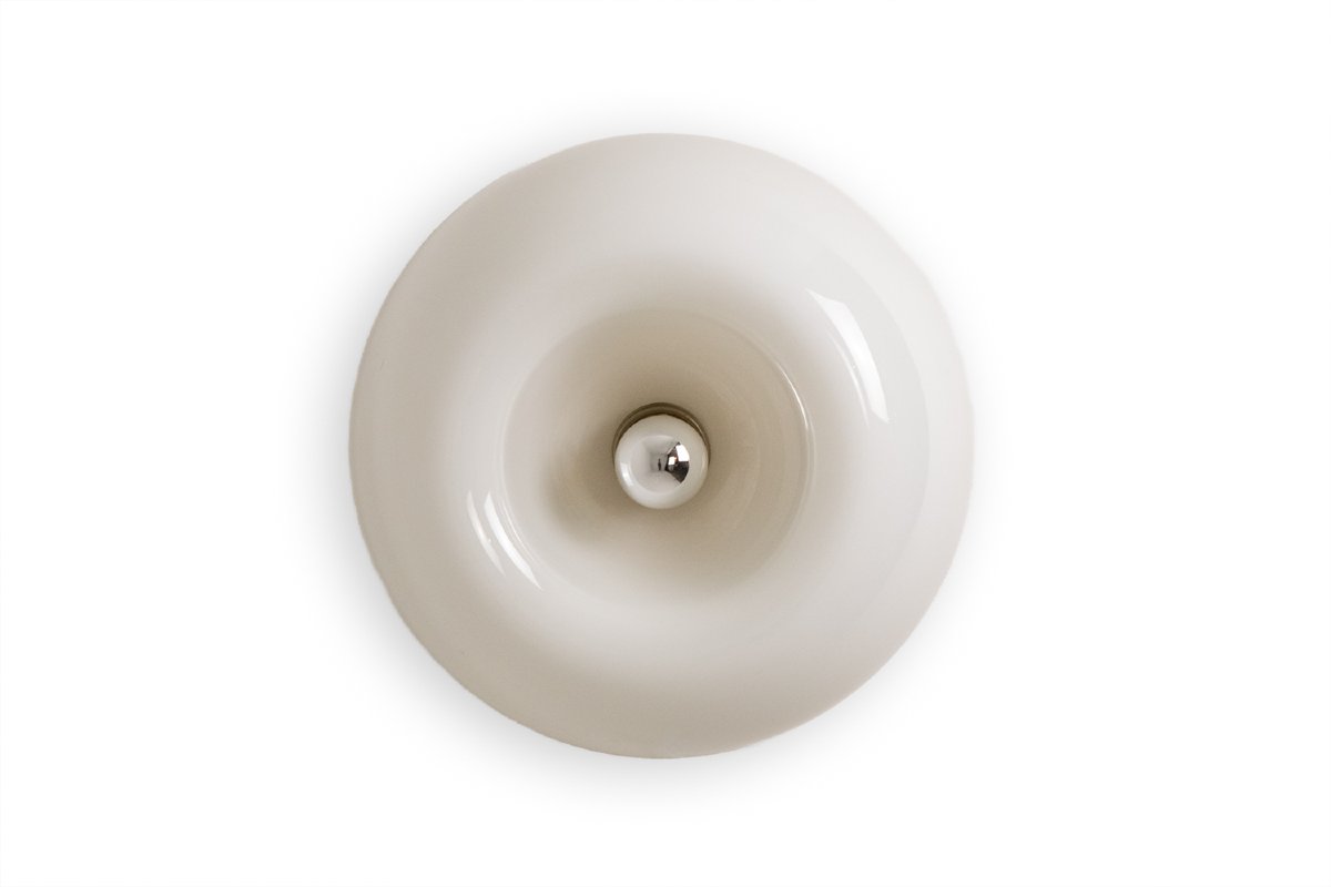 Castiglioni. Paire d’appliques en verre opalin. 20e siècle. LS6691609M-photo-2