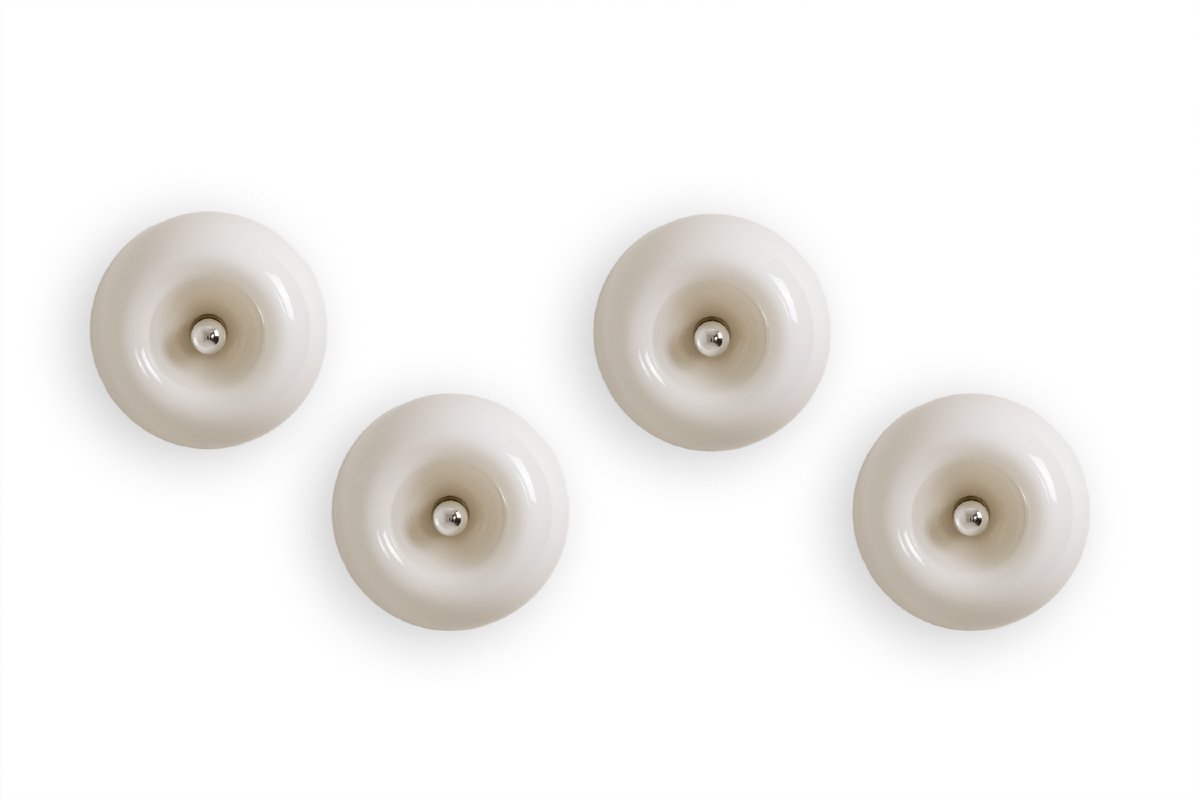 Castiglioni. Paire d’appliques en verre opalin. 20e siècle. LS6691609M-photo-5