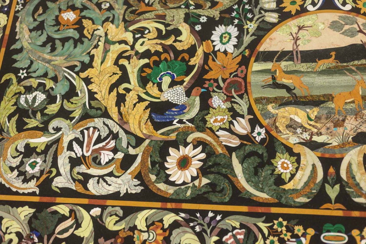 Table de salle à manger en « scagliola » et fer forgé. Années 50 LS66741001-photo-3