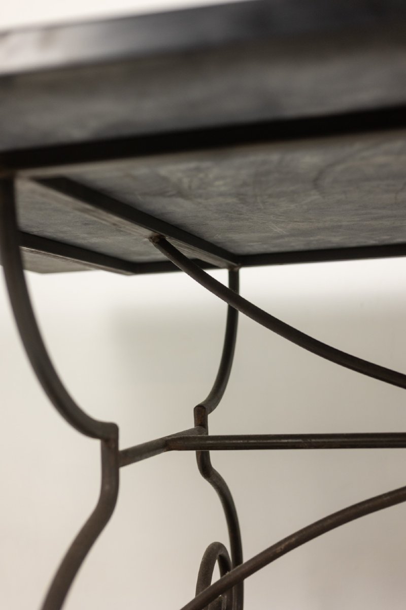 Table de salle à manger en « scagliola » et fer forgé. Années 50 LS66741001-photo-2