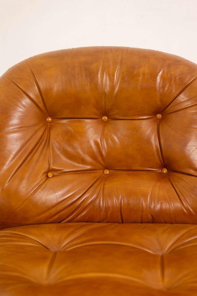 Carlo Di Carli. Leather And Metal Armchair. 1970s. Ls6685560-photo-1