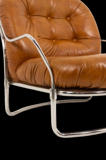Carlo Di Carli. Leather And Metal Armchair. 1970s. Ls6685560-photo-7