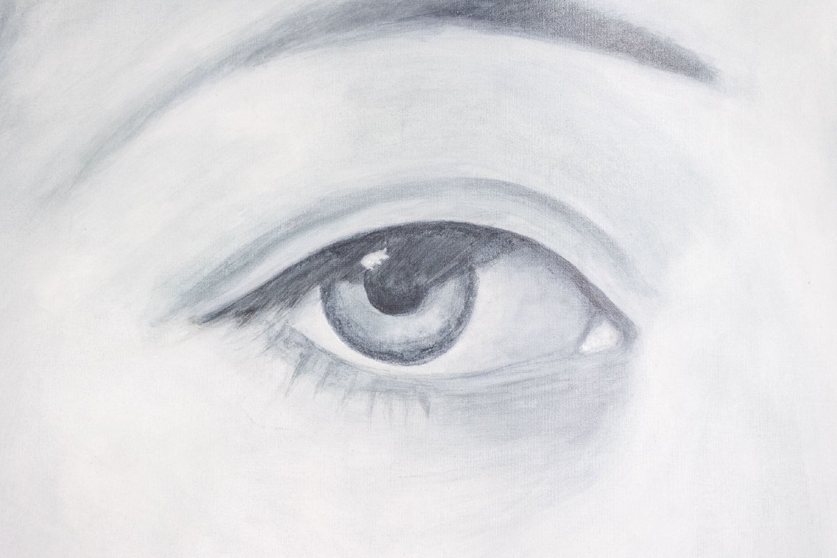 Evelyne Baget Painted Detail Of A Portrait Of A Young Woman. Contemporary Ls66502007-photo-2