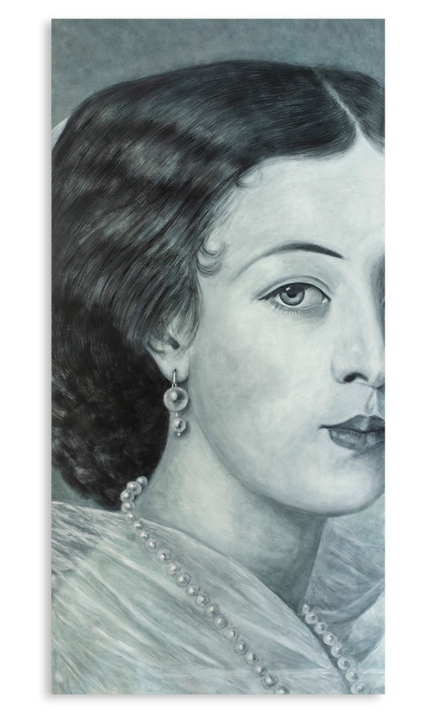 Evelyne Baget Détail peint d’un portrait de jeune femme. Contemporain LS66502007