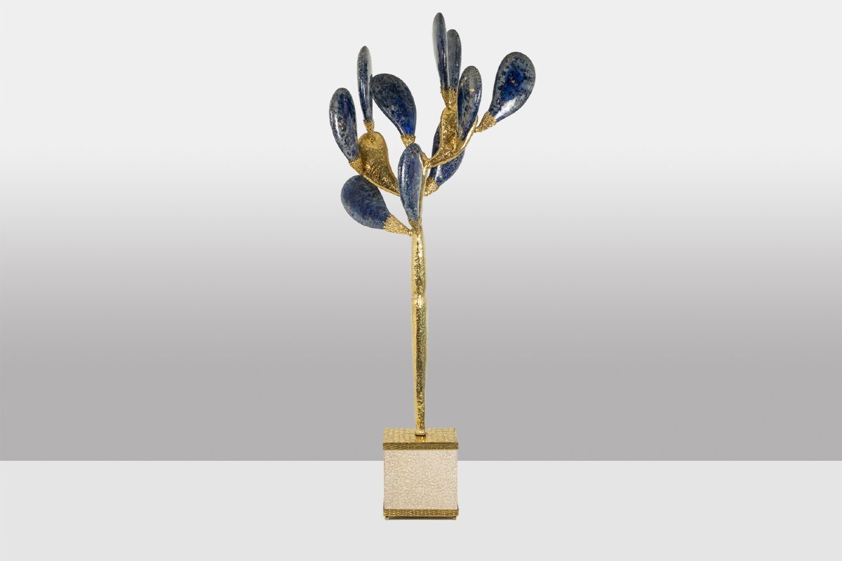 Jacques Duval Brasseur, Large Cactus Sculpture In Gilded Brass. 1992 Ls66193346-photo-3