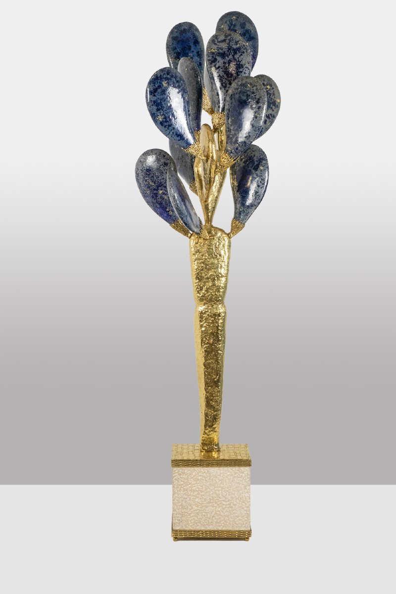Jacques Duval Brasseur, Large Cactus Sculpture In Gilded Brass. 1992 Ls66193346-photo-1