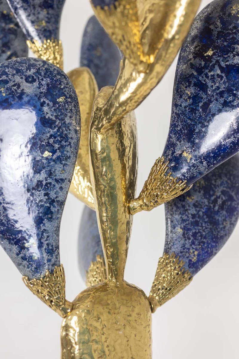 Jacques Duval Brasseur, Large Cactus Sculpture In Gilded Brass. 1992 Ls66193346-photo-5