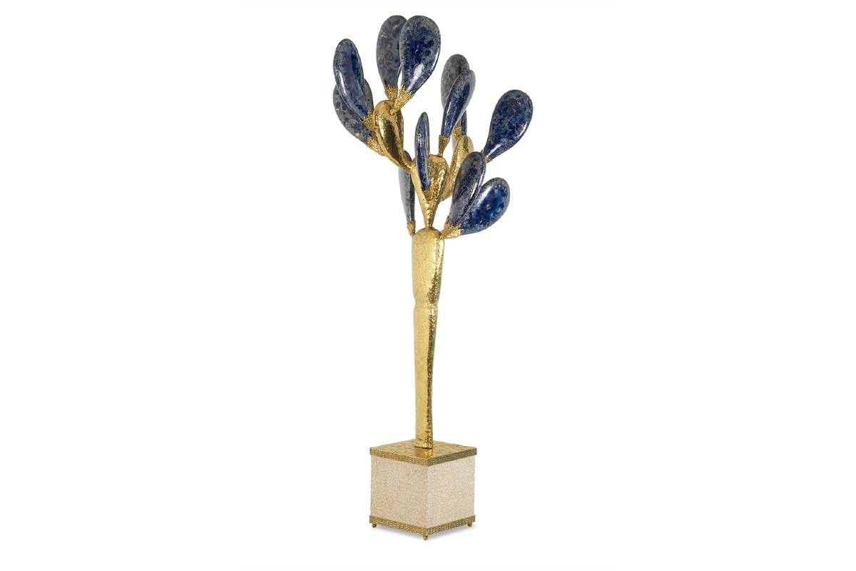 Jacques Duval Brasseur, Large Cactus Sculpture In Gilded Brass. 1992 Ls66193346