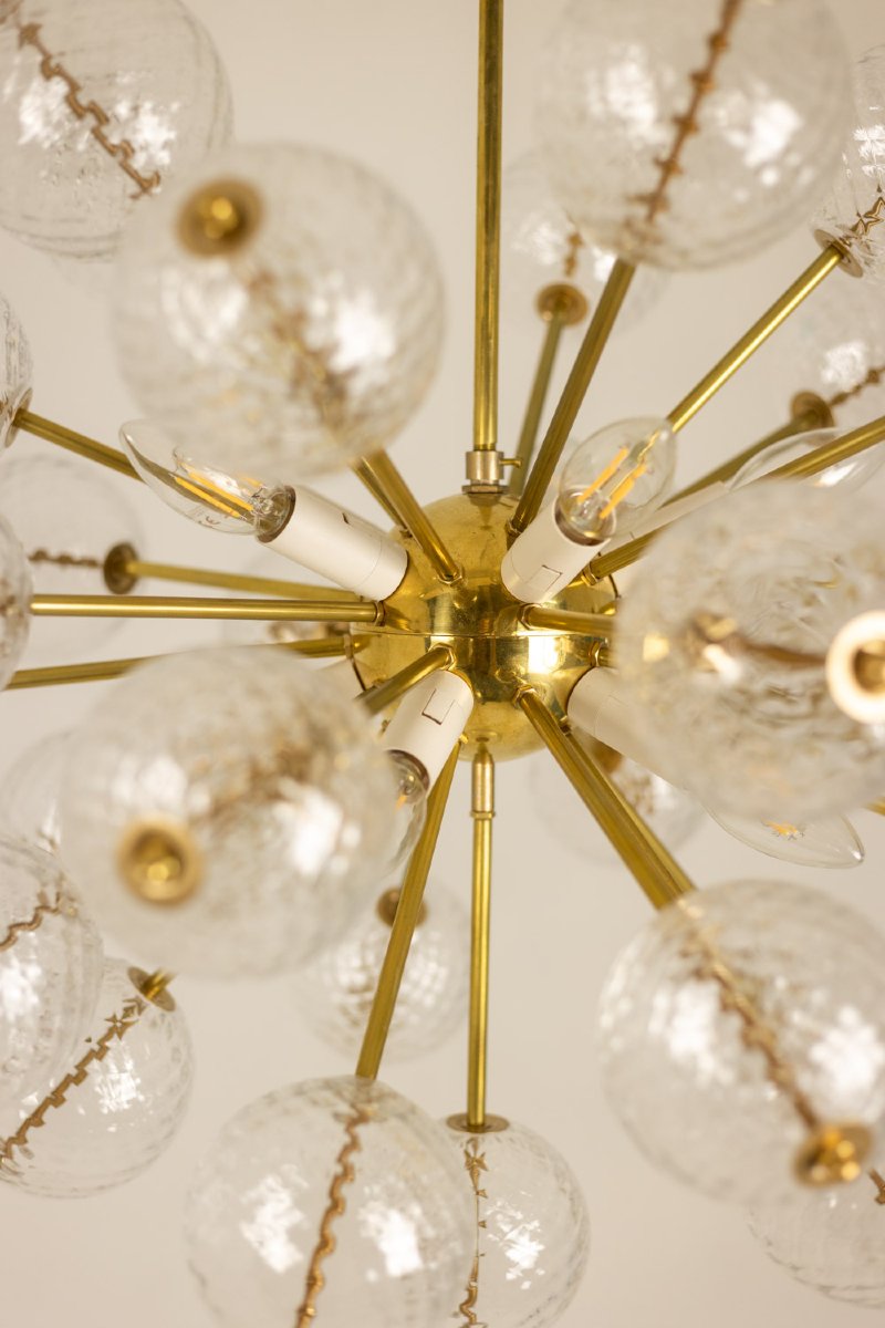 Kamenicky Senov, Published By. Pair Of Brass And Glass Chandeliers. Circa 1970. Ls66351603-photo-3