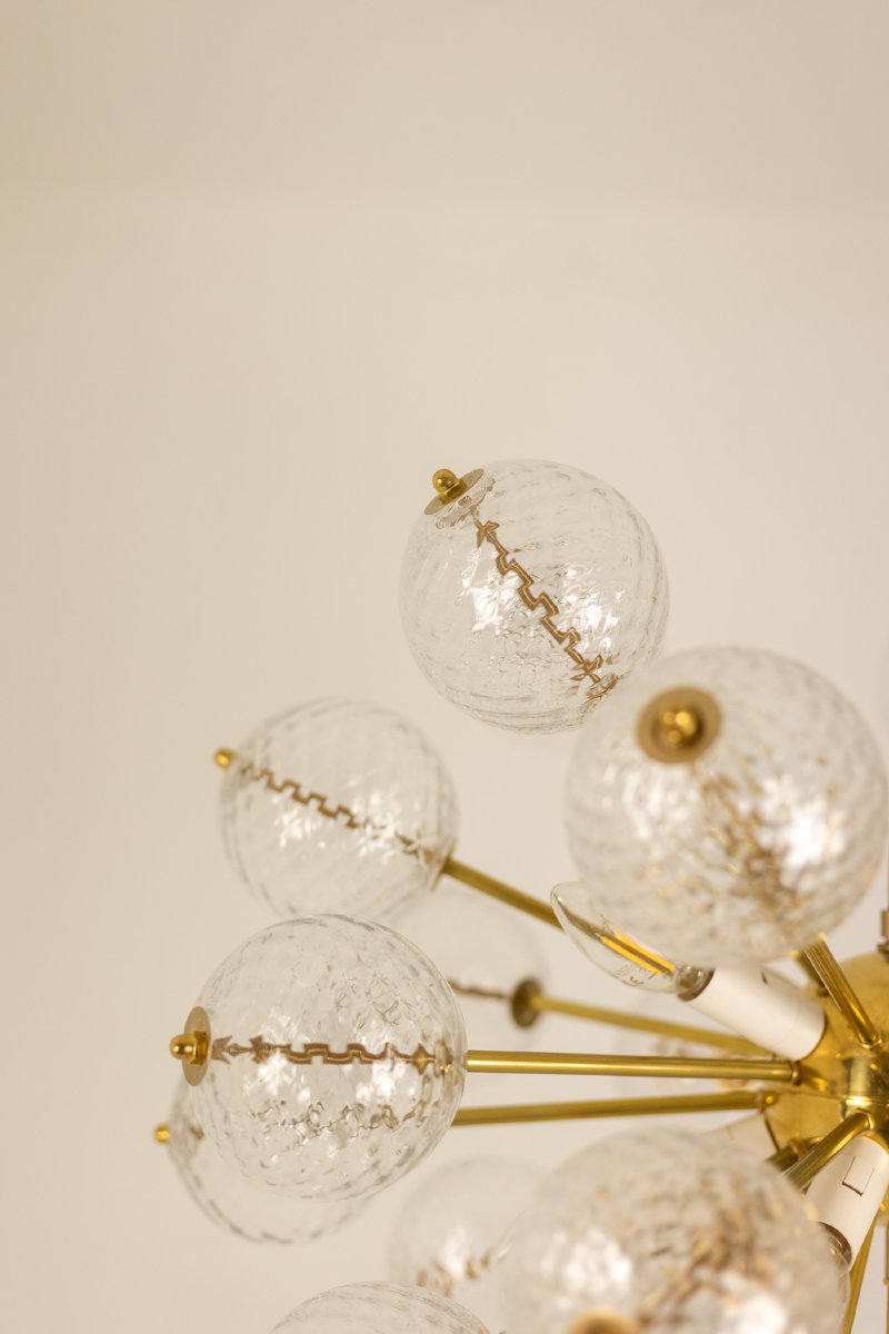 Kamenicky Senov, Published By. Pair Of Brass And Glass Chandeliers. Circa 1970. Ls66351603-photo-1