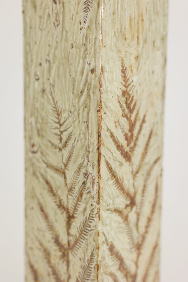 Brutalist-style Stoneware Vase With Plant Decoration. 1970s. Ls6708b-photo-2