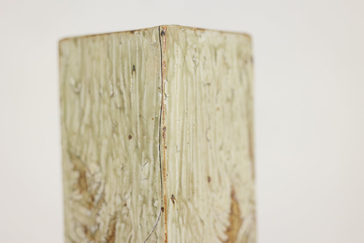 Brutalist-style Stoneware Vase With Plant Decoration. 1970s. Ls6708b-photo-3