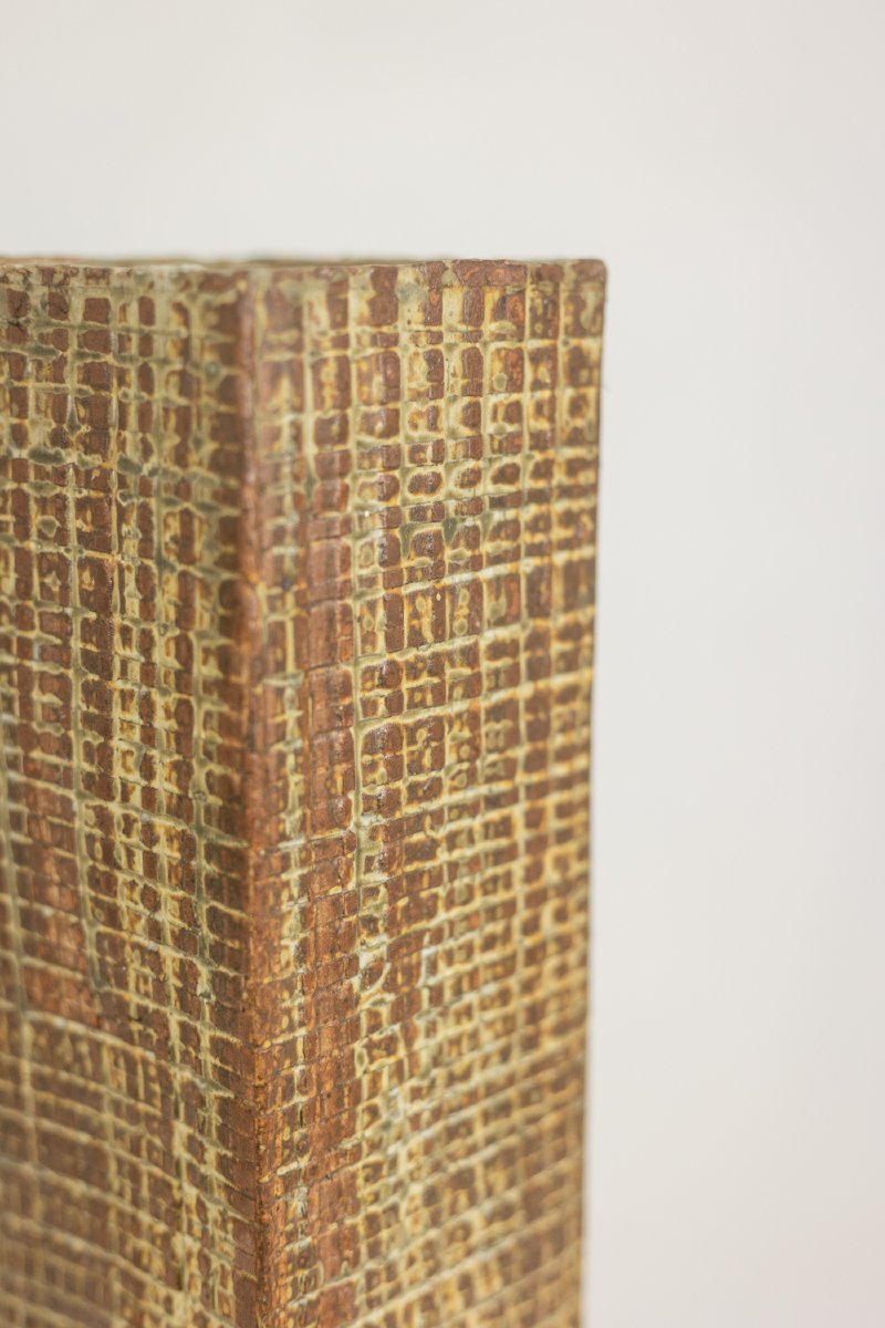 Vase de style Brutaliste en grès, à décor végétal. Année 1977. LS6708C-photo-4