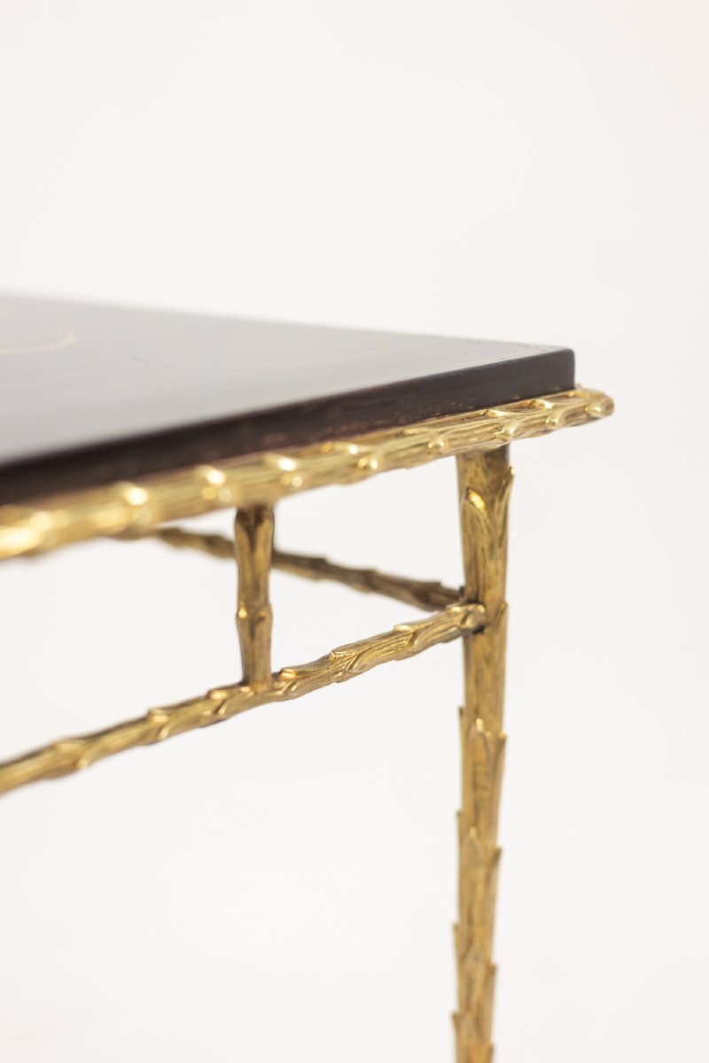 Maison Baguès. Table basse en bronze, laque noire, décor or. Circa 1970 LS66161948-photo-5