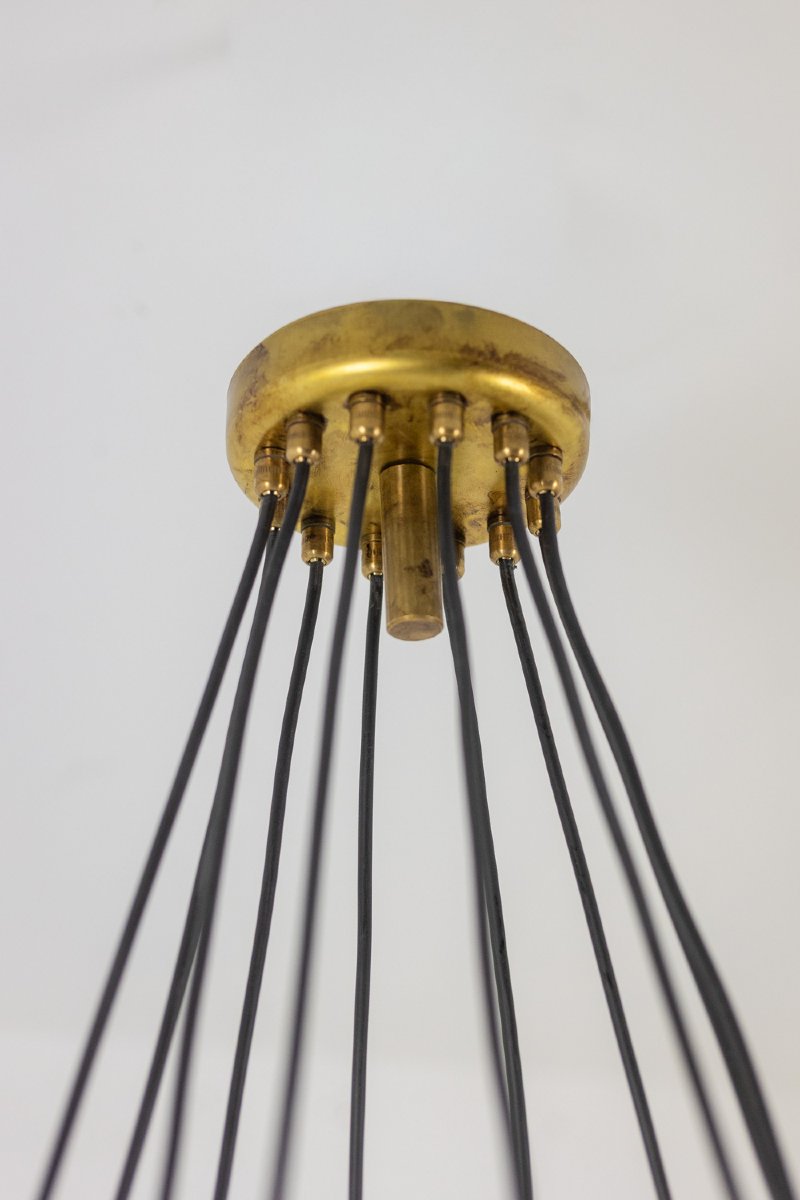 Lustre à 12 lumières en laiton patiné et métal laqué noir. Contemporain LS66771703-photo-1