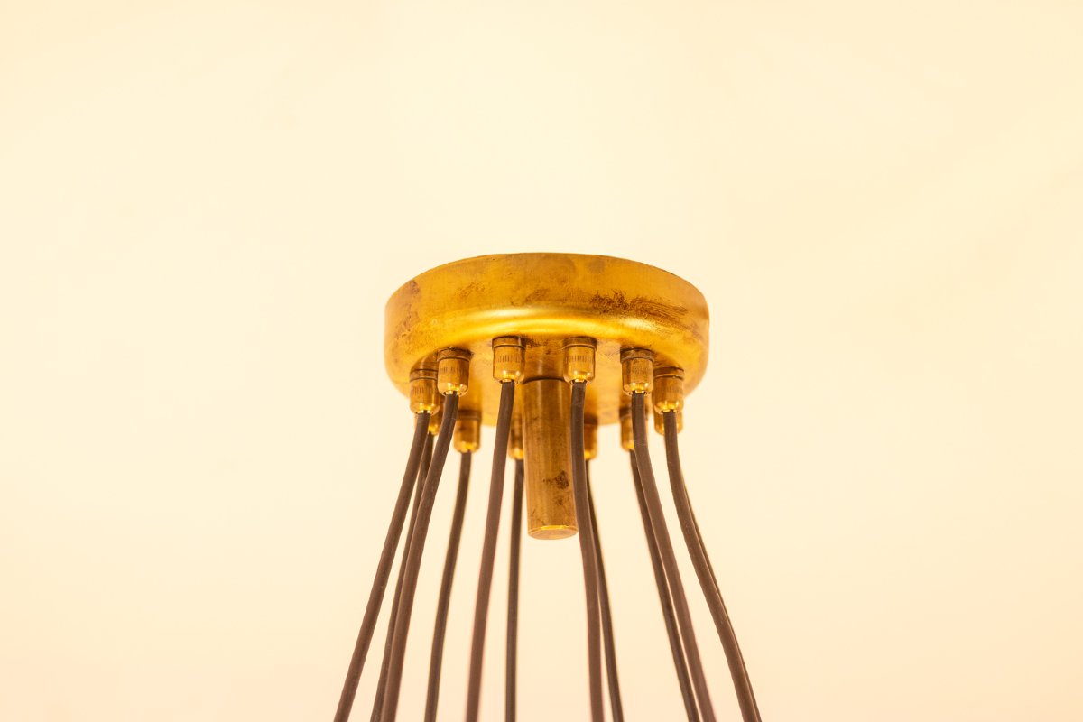 Lustre à 12 lumières en laiton patiné et métal laqué noir. Contemporain LS66771703-photo-5