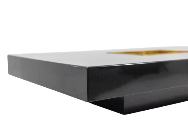 Willy Rizzo. Coffee Table In Black Lacquered Wood And Gold-plated Brass. 1970s Ls67233058-photo-4