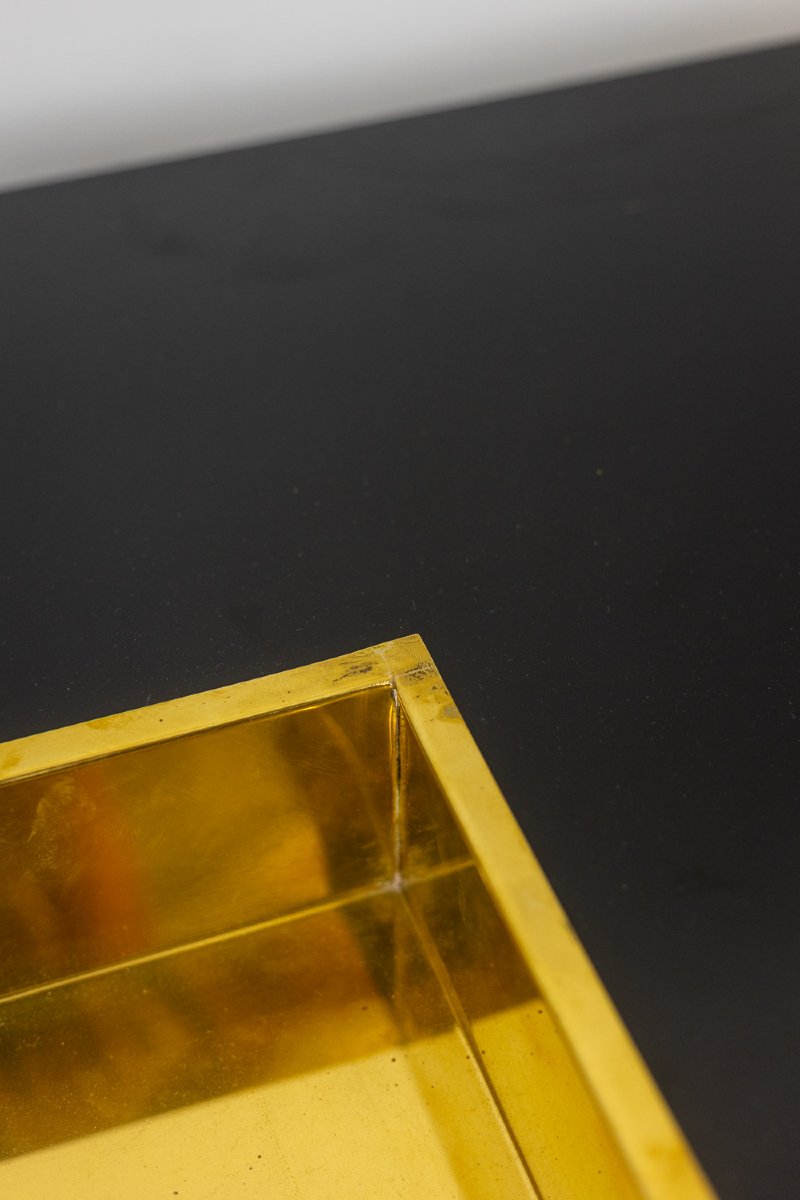 Willy Rizzo. Coffee Table In Black Lacquered Wood And Gold-plated Brass. 1970s Ls67233058-photo-3