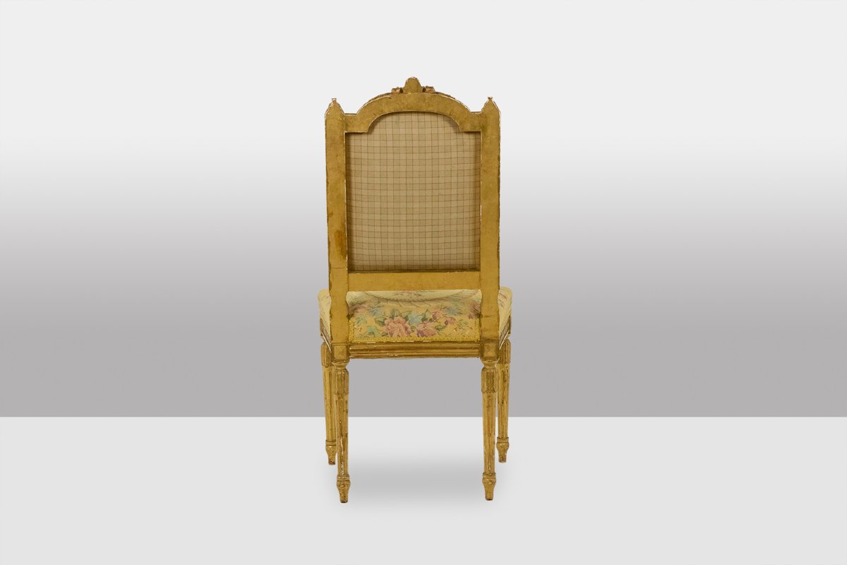 Pair Of Chairs In Gilded Wood And Tapestry. Louis XVI Period Ls2933t402-photo-1