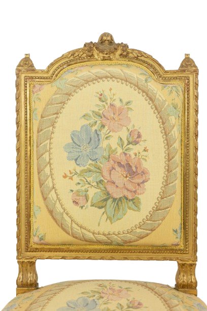 Pair Of Chairs In Gilded Wood And Tapestry. Louis XVI Period Ls2933t402-photo-3