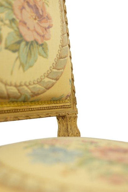 Pair Of Chairs In Gilded Wood And Tapestry. Louis XVI Period Ls2933t402-photo-5