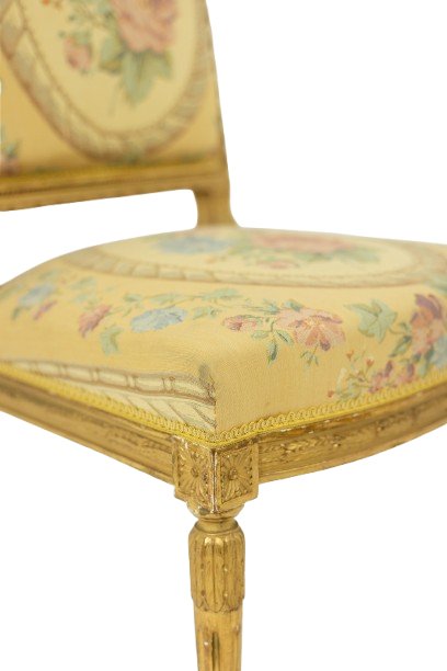 Pair Of Chairs In Gilded Wood And Tapestry. Louis XVI Period Ls2933t402-photo-6