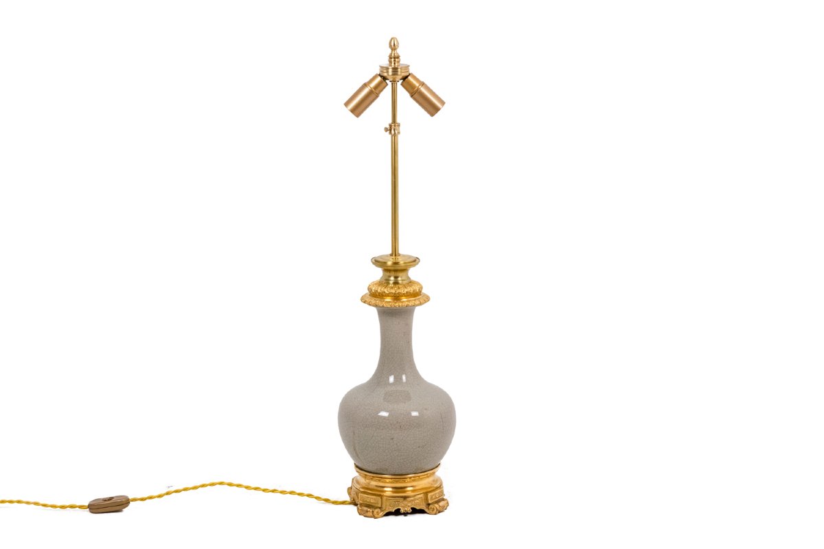 Lampe en porcelaine céladon craquelée et bronze doré, circa 1880 LS4517471-photo-2