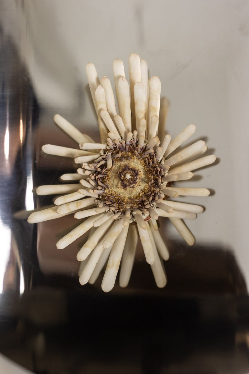 Paire de grandes appliques murales en métal poli. Années 70 LS63731554-photo-2