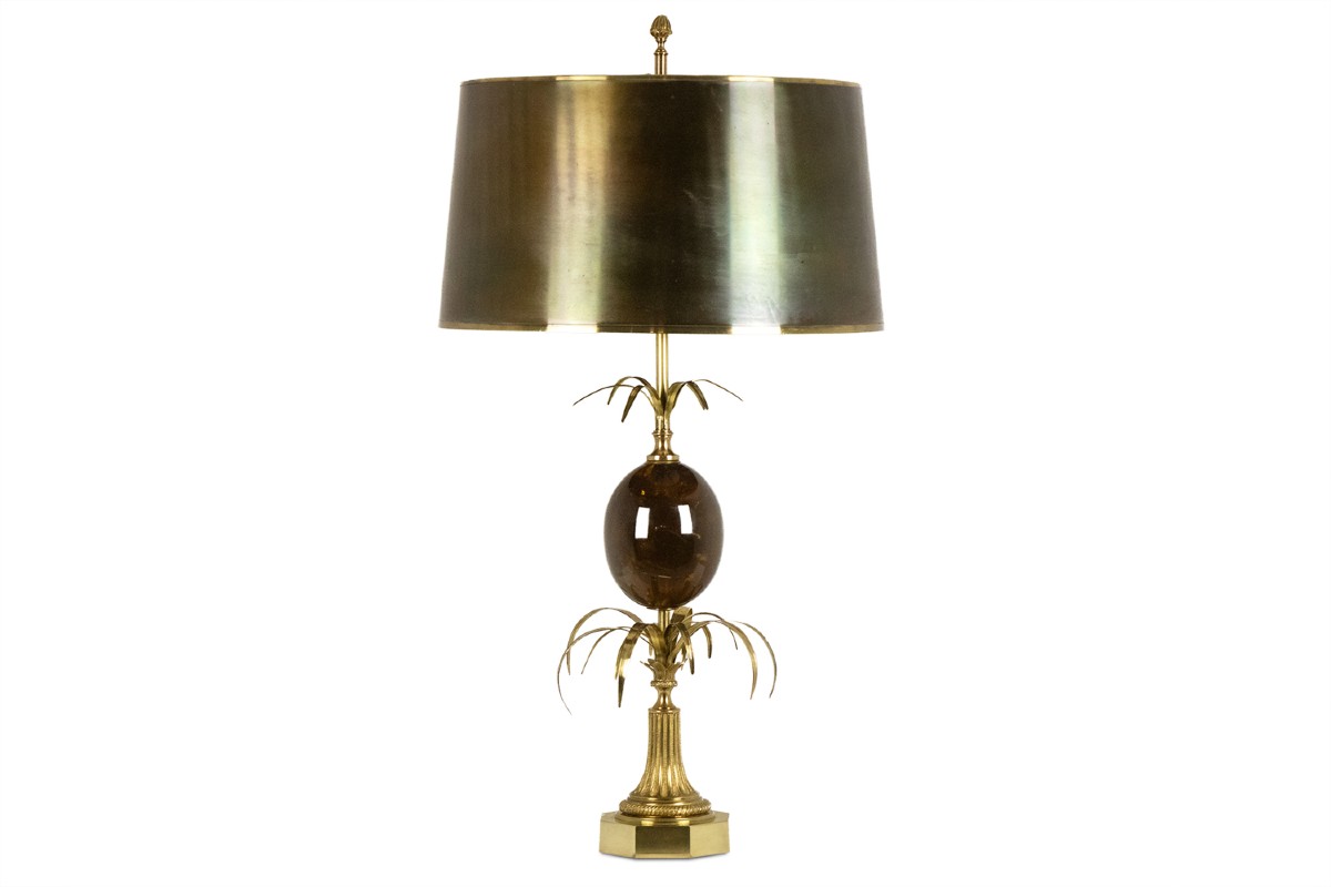 Maison Charles. Signed Egg Lamp In Bronze And Resin. 1970s. Ls6606824