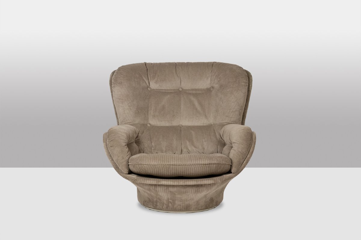 Michel Cadestin For Airborne. “karate” Velvet Armchair. Circa 1970. Ls66181623-photo-2