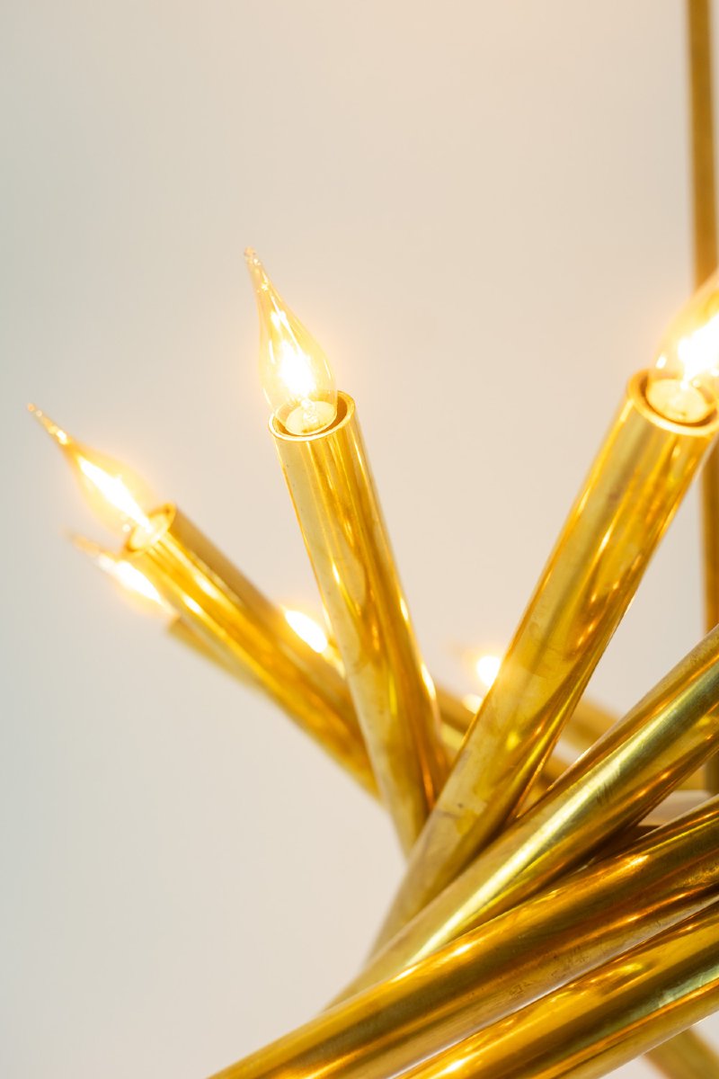 Pair Of 24-light Chandeliers In Patinated Brass. 1980s. Ls66211809p-photo-1