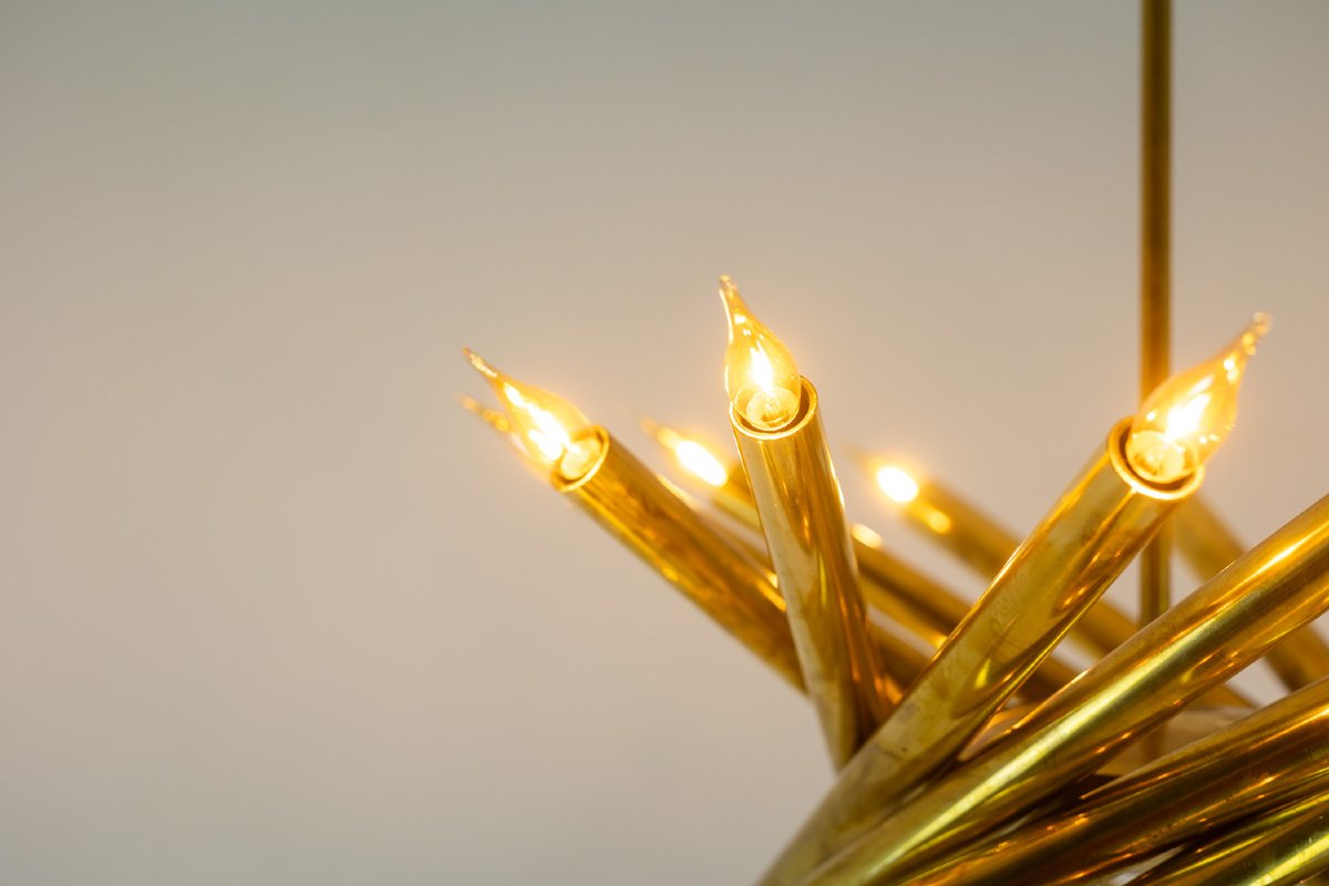 Pair Of 24-light Chandeliers In Patinated Brass. 1980s. Ls66211809p-photo-2