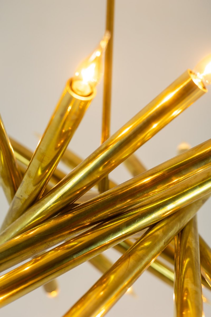 Pair Of 24-light Chandeliers In Patinated Brass. 1980s. Ls66211809p-photo-3