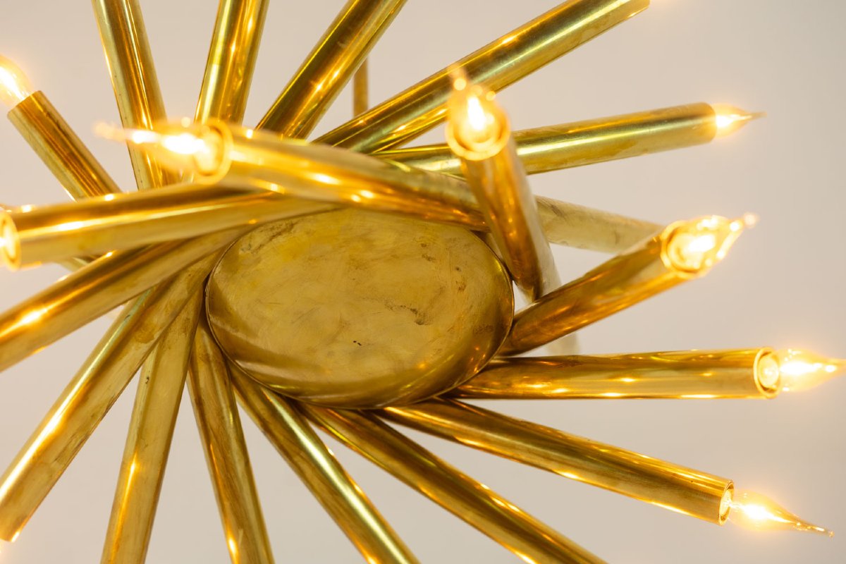 Pair Of 24-light Chandeliers In Patinated Brass. 1980s. Ls66211809p-photo-4