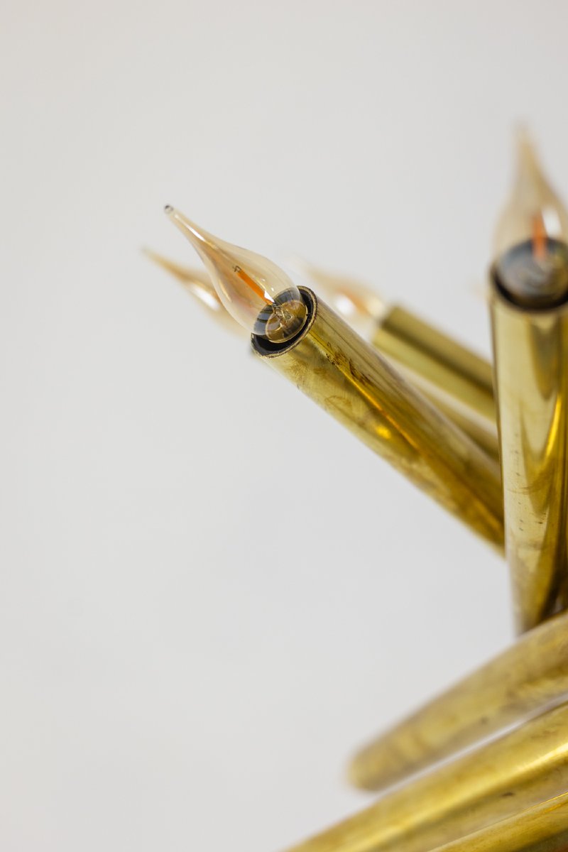 Pair Of 24-light Chandeliers In Patinated Brass. 1980s. Ls66211809p-photo-5