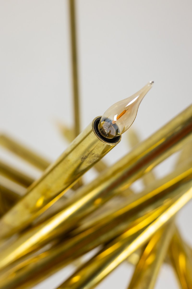 Pair Of 24-light Chandeliers In Patinated Brass. 1980s. Ls66211809p-photo-6