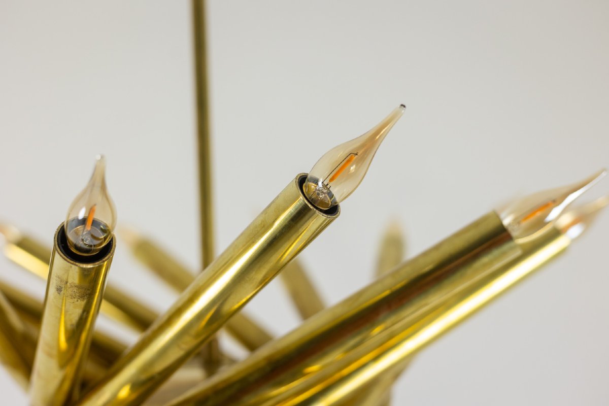Pair Of 24-light Chandeliers In Patinated Brass. 1980s. Ls66211809p-photo-7