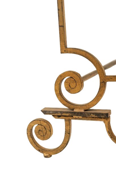 Table basse en fer forgé doré et plateau de verre églomisé. Années 1970 LS5305663-photo-3