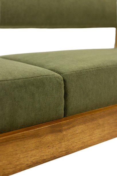 Banquette 3 places en frêne clair et velours de mohair vert. Contemporain LS6656-photo-7